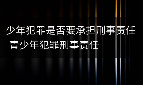 少年犯罪是否要承担刑事责任 青少年犯罪刑事责任