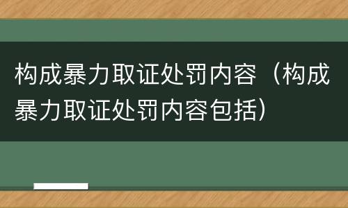 构成暴力取证处罚内容（构成暴力取证处罚内容包括）