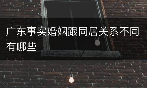 广东事实婚姻跟同居关系不同有哪些