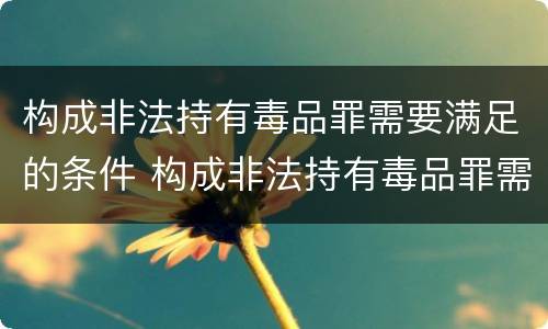 构成非法持有毒品罪需要满足的条件 构成非法持有毒品罪需要满足的条件是