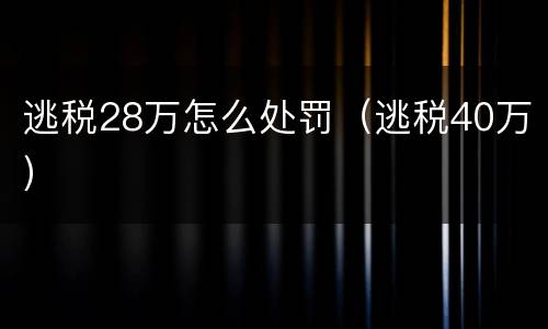 逃税28万怎么处罚（逃税40万）