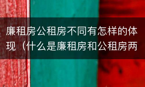 廉租房公租房不同有怎样的体现（什么是廉租房和公租房两个有什么特点）