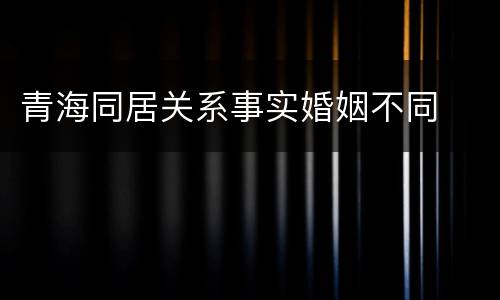 青海同居关系事实婚姻不同