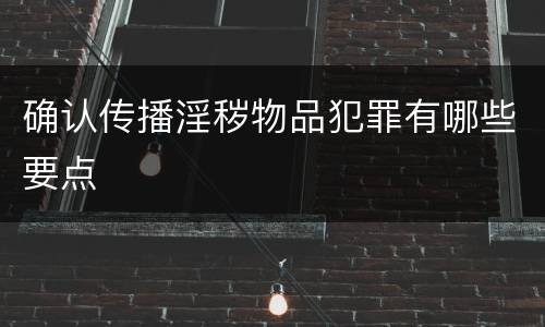 确认传播淫秽物品犯罪有哪些要点