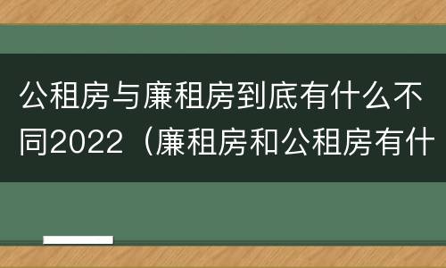 公租房与廉租房到底有什么不同2022（廉租房和公租房有什么不同）
