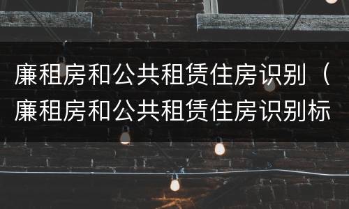 廉租房和公共租赁住房识别（廉租房和公共租赁住房识别标准）