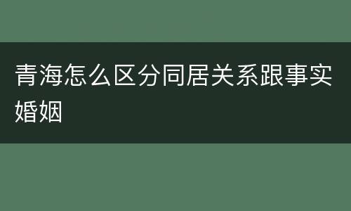 青海怎么区分同居关系跟事实婚姻