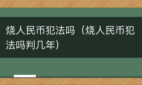 烧人民币犯法吗（烧人民币犯法吗判几年）
