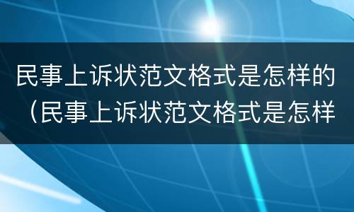 民事上诉状范文格式是怎样的（民事上诉状范文格式是怎样的样式）