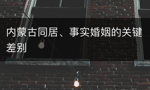 内蒙古同居、事实婚姻的关键差别