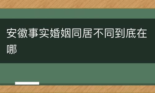 安徽事实婚姻同居不同到底在哪