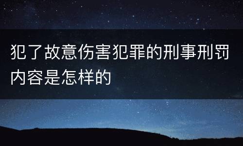 犯了故意伤害犯罪的刑事刑罚内容是怎样的