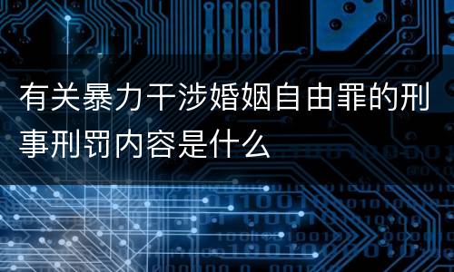 有关暴力干涉婚姻自由罪的刑事刑罚内容是什么