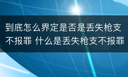到底怎么界定是否是丢失枪支不报罪 什么是丢失枪支不报罪