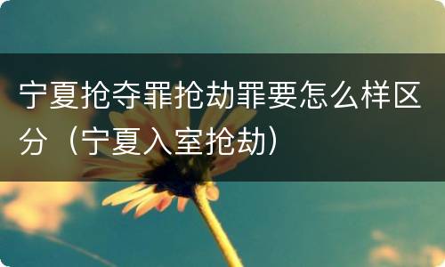 宁夏抢夺罪抢劫罪要怎么样区分（宁夏入室抢劫）