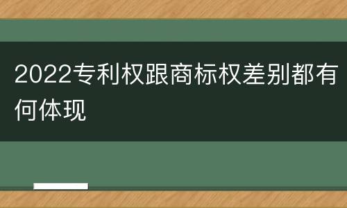 2022专利权跟商标权差别都有何体现