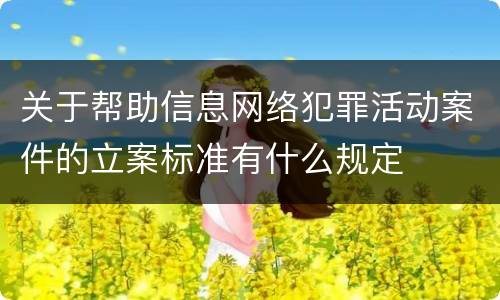 关于帮助信息网络犯罪活动案件的立案标准有什么规定