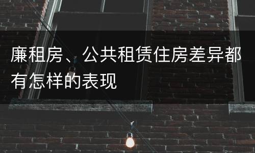 廉租房、公共租赁住房差异都有怎样的表现