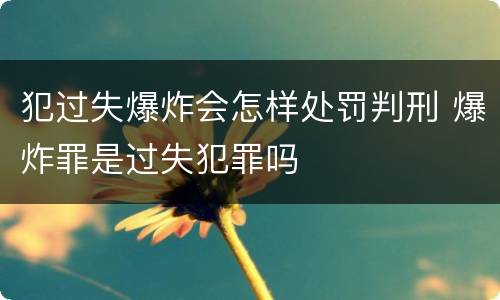 犯过失爆炸会怎样处罚判刑 爆炸罪是过失犯罪吗