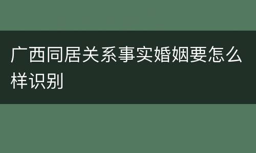 广西同居关系事实婚姻要怎么样识别