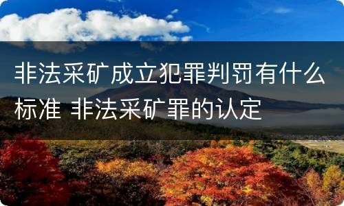 非法采矿成立犯罪判罚有什么标准 非法采矿罪的认定