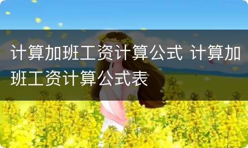 计算加班工资计算公式 计算加班工资计算公式表