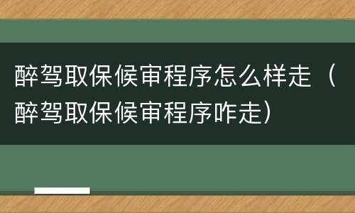醉驾取保候审程序怎么样走（醉驾取保候审程序咋走）