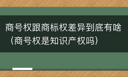 商号权跟商标权差异到底有啥（商号权是知识产权吗）