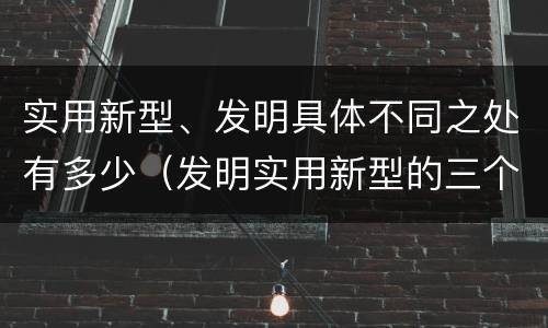 实用新型、发明具体不同之处有多少（发明实用新型的三个特点）