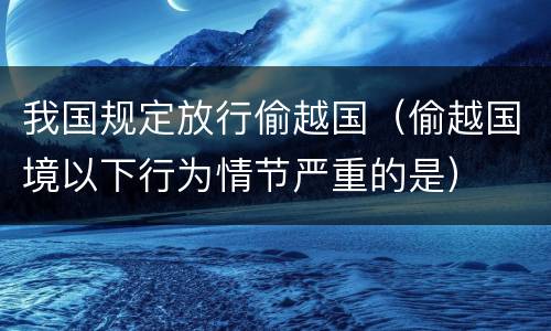 我国规定放行偷越国（偷越国境以下行为情节严重的是）