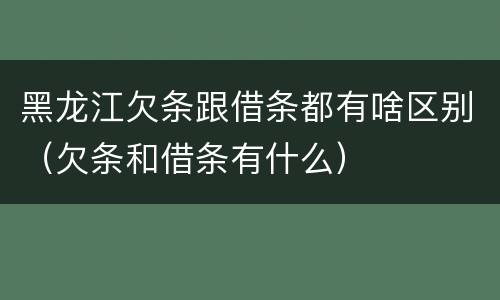 黑龙江欠条跟借条都有啥区别（欠条和借条有什么）