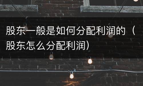 股东一般是如何分配利润的（股东怎么分配利润）