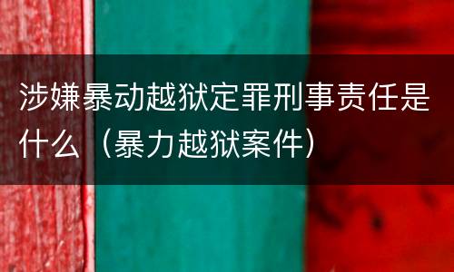 涉嫌暴动越狱定罪刑事责任是什么（暴力越狱案件）