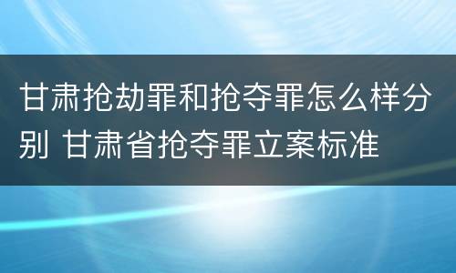 甘肃抢劫罪和抢夺罪怎么样分别 甘肃省抢夺罪立案标准