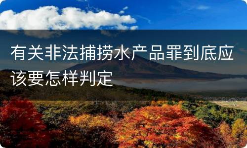 有关非法捕捞水产品罪到底应该要怎样判定