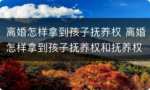 离婚怎样拿到孩子抚养权 离婚怎样拿到孩子抚养权和抚养权