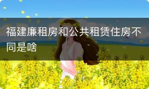 福建廉租房和公共租赁住房不同是啥