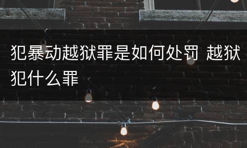 犯暴动越狱罪是如何处罚 越狱犯什么罪