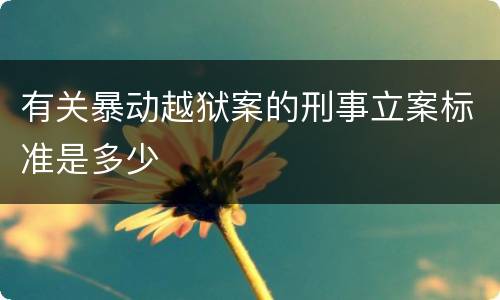 有关暴动越狱案的刑事立案标准是多少