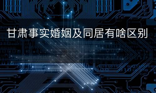 甘肃事实婚姻及同居有啥区别