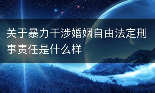 关于暴力干涉婚姻自由法定刑事责任是什么样