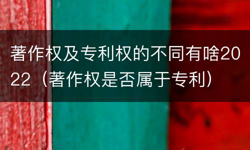 著作权及专利权的不同有啥2022（著作权是否属于专利）