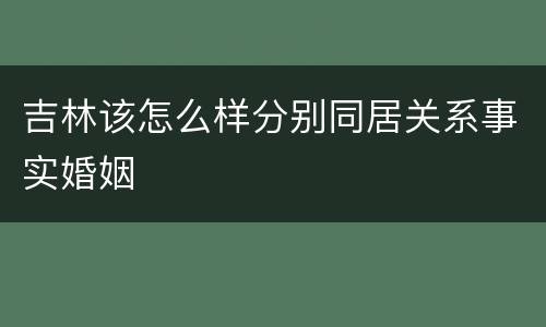 吉林该怎么样分别同居关系事实婚姻