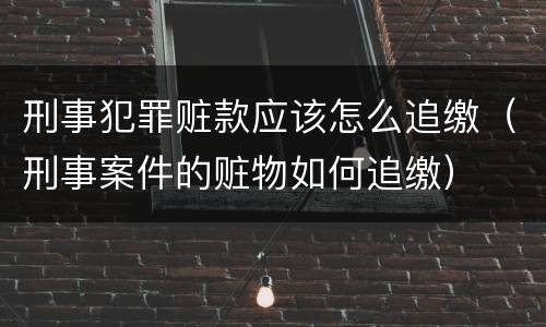 刑事犯罪赃款应该怎么追缴（刑事案件的赃物如何追缴）