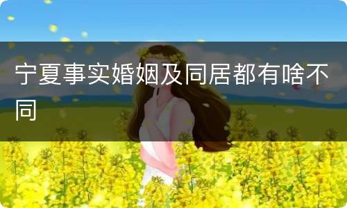 宁夏事实婚姻及同居都有啥不同