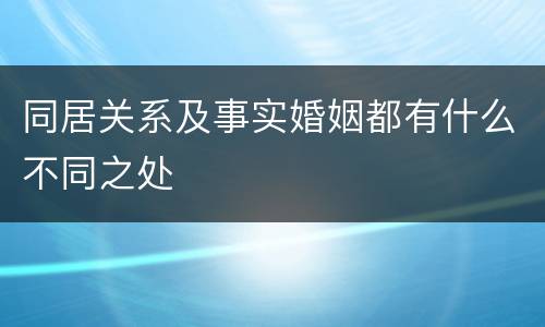 同居关系及事实婚姻都有什么不同之处