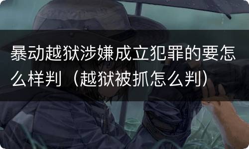 暴动越狱涉嫌成立犯罪的要怎么样判（越狱被抓怎么判）