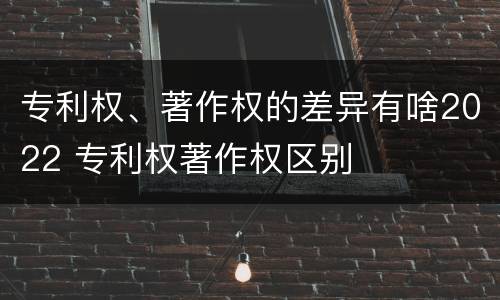 专利权、著作权的差异有啥2022 专利权著作权区别