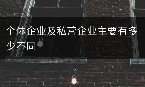 个体企业及私营企业主要有多少不同