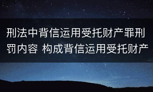 刑法中背信运用受托财产罪刑罚内容 构成背信运用受托财产罪的立案标准是